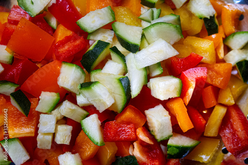 Chopped Vegetables - Healthy Cooking and Meal Preparation - Zucchini & Peppers