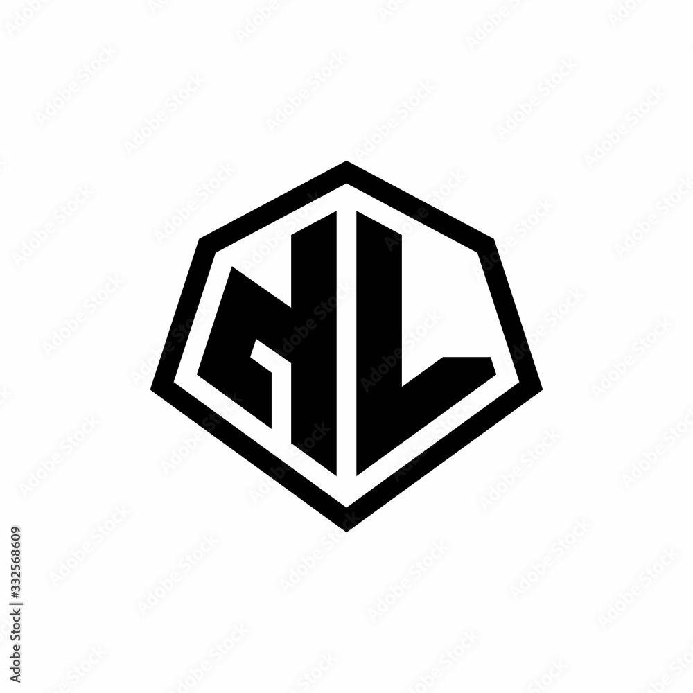 NL monogram logo with hexagon shape and line rounded style design template NL monogram logo with hexagon shape and line rounded style design template