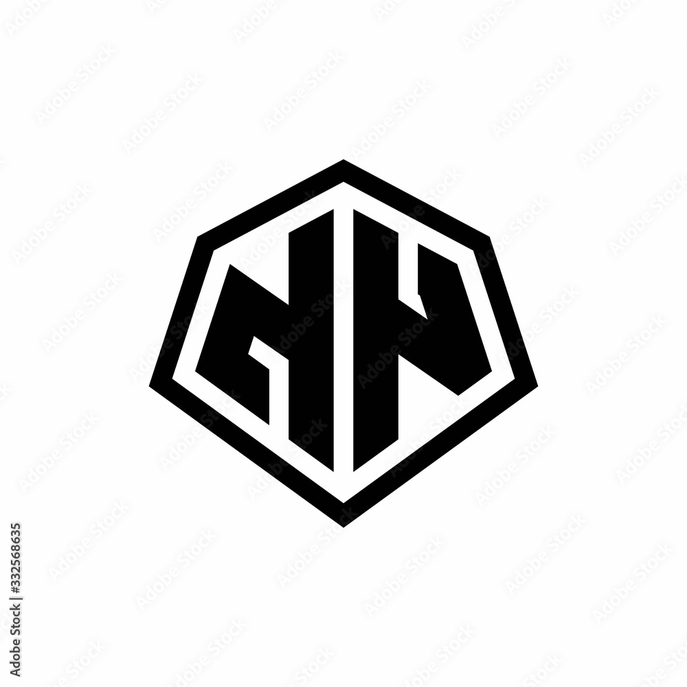 NN monogram logo with hexagon shape and line rounded style design template NN monogram logo with hexagon shape and line rounded style design template