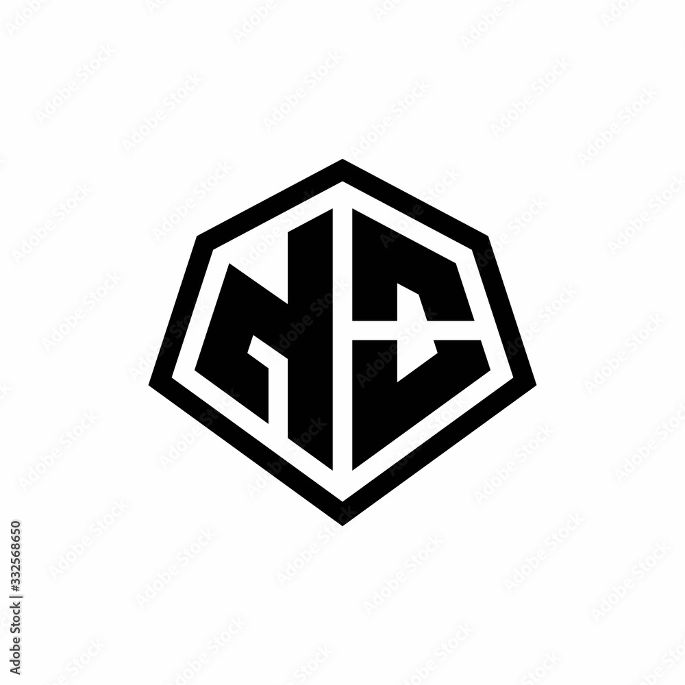 NO monogram logo with hexagon shape and line rounded style design template NO monogram logo with hexagon shape and line rounded style design template