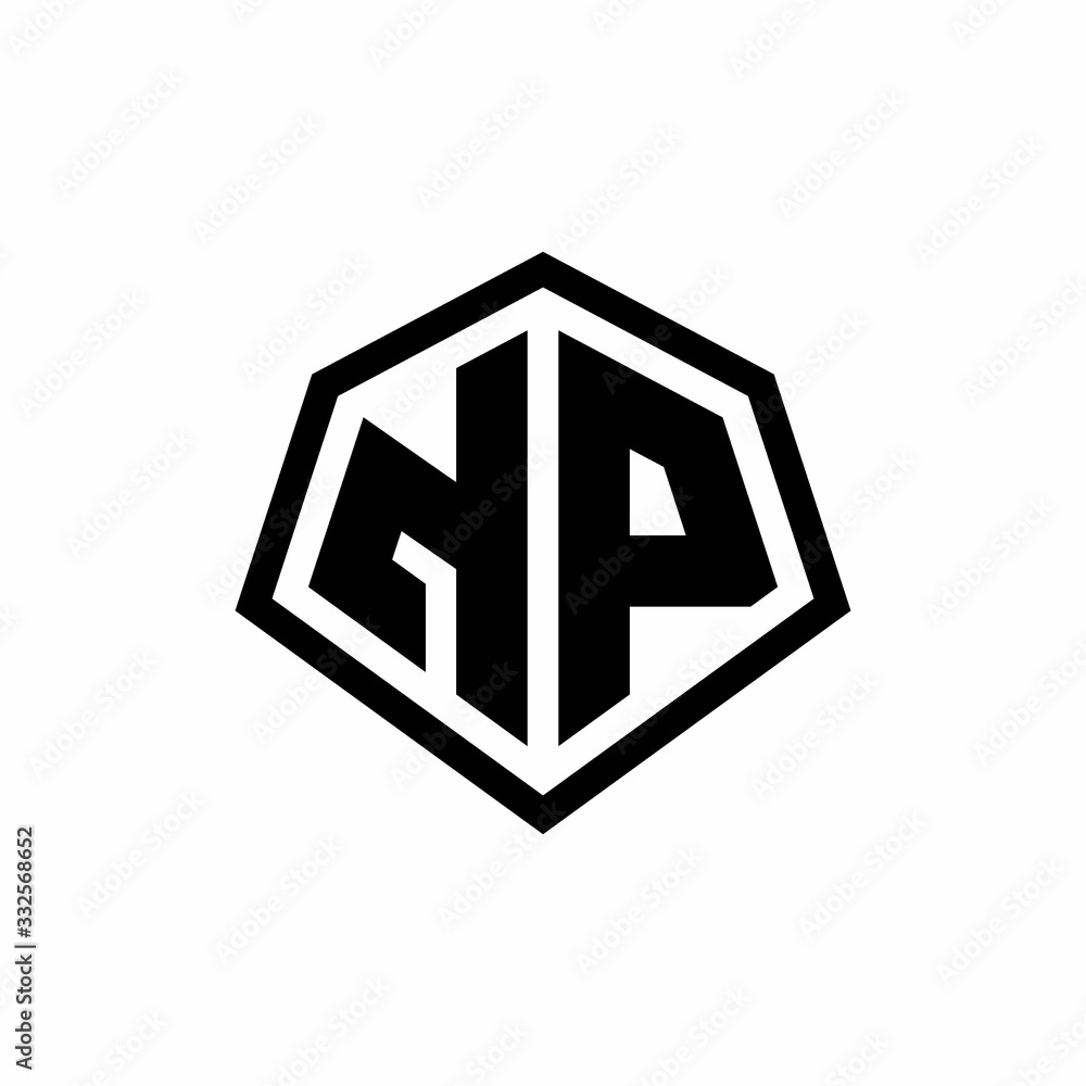 NP monogram logo with hexagon shape and line rounded style design template NP monogram logo with hexagon shape and line rounded style design template