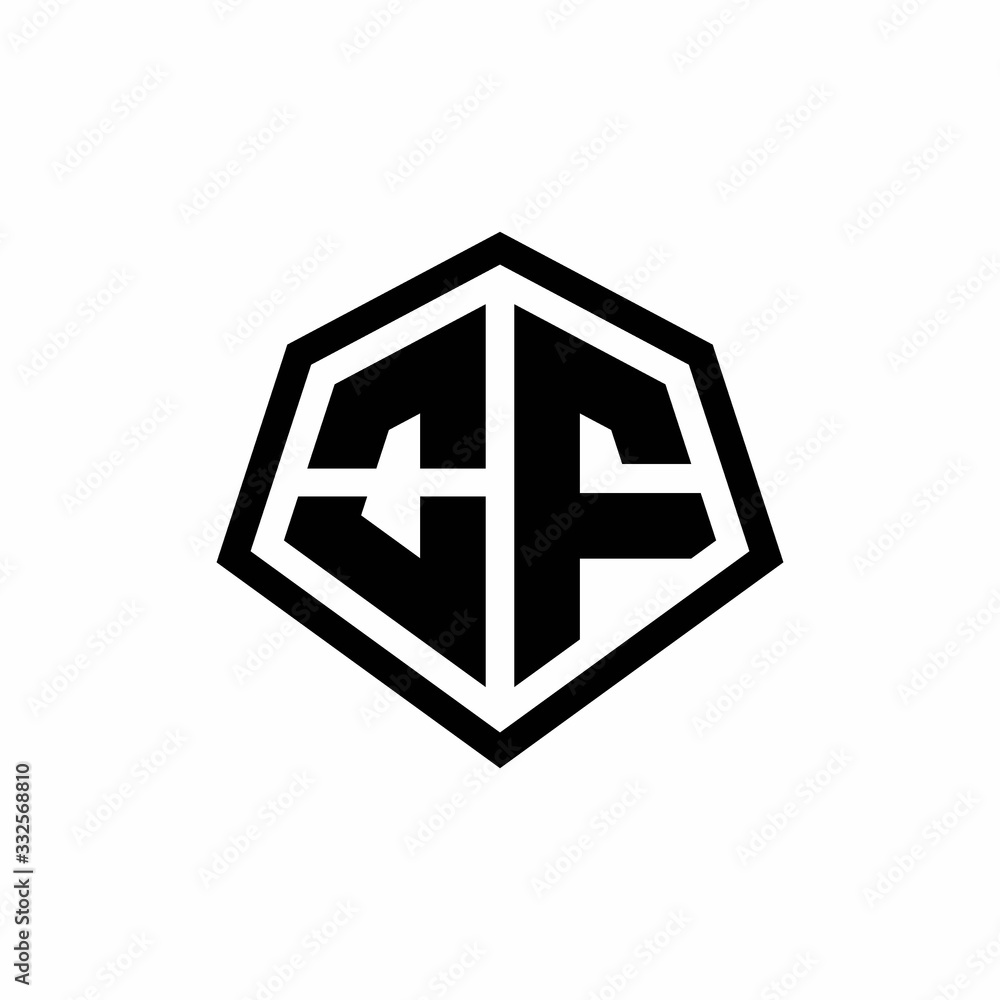 OF monogram logo with hexagon shape and line rounded style design template OF monogram logo with hexagon shape and line rounded style design template