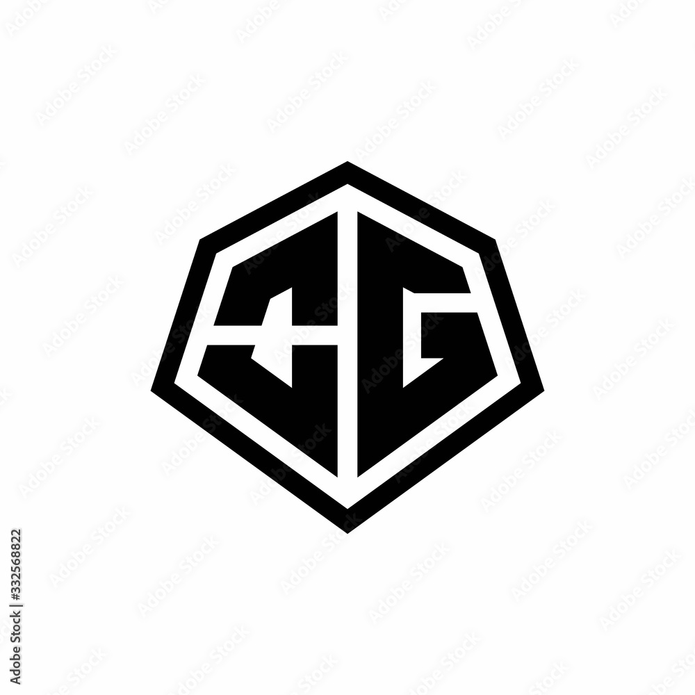 OG monogram logo with hexagon shape and line rounded style design template OG monogram logo with hexagon shape and line rounded style design template