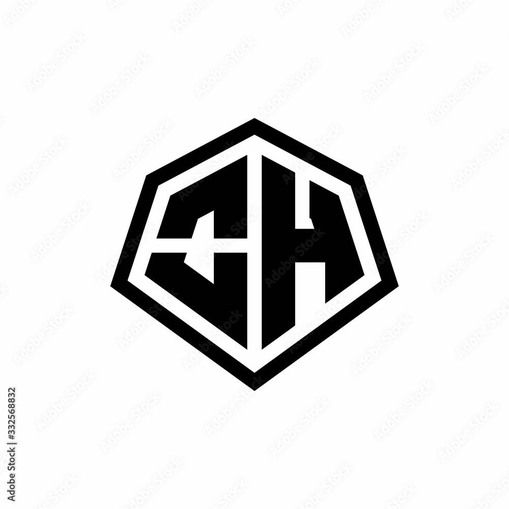 OH monogram logo with hexagon shape and line rounded style design template OH monogram logo with hexagon shape and line rounded style design template