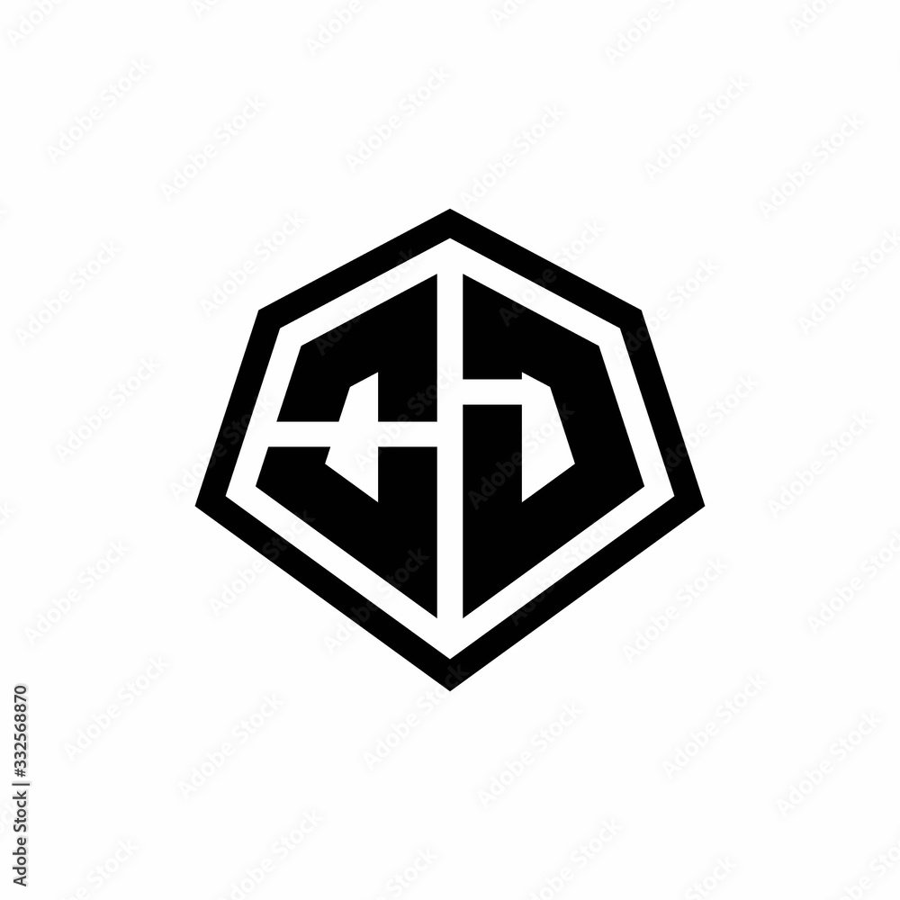 OJ monogram logo with hexagon shape and line rounded style design template OJ monogram logo with hexagon shape and line rounded style design template