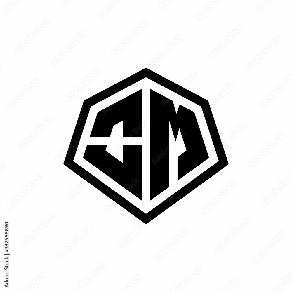 OM monogram logo with hexagon shape and line rounded style design template OM monogram logo with hexagon shape and line rounded style design template