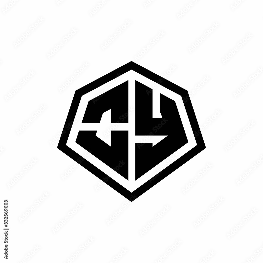 OY monogram logo with hexagon shape and line rounded style design template OY monogram logo with hexagon shape and line rounded style design template