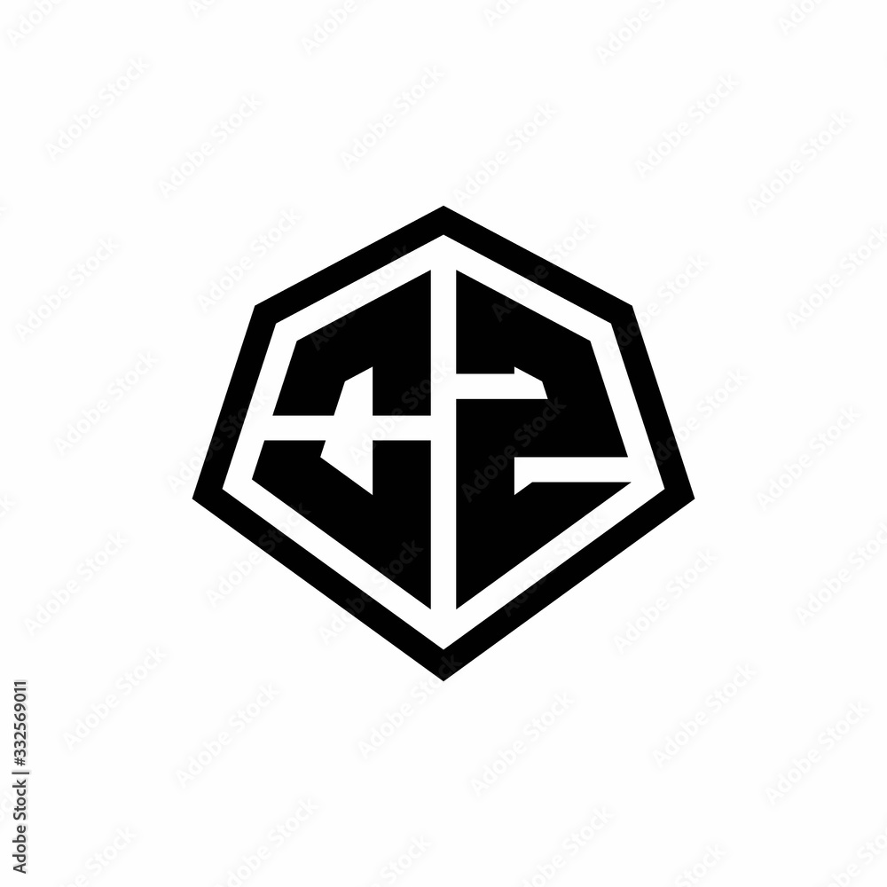 OZ monogram logo with hexagon shape and line rounded style design template OZ monogram logo with hexagon shape and line rounded style design template