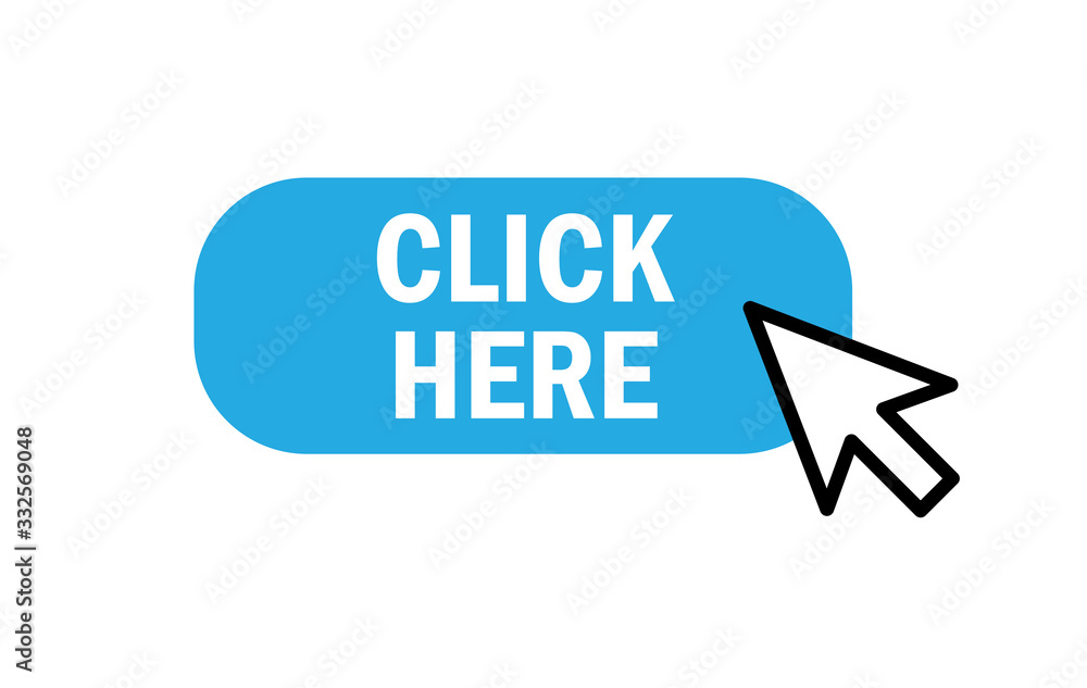 Click here button with clicking arrow icon Click here button with clicking arrow icon
