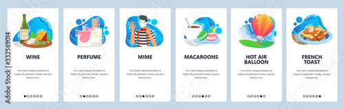 France website and mobile app onboarding screens vector template