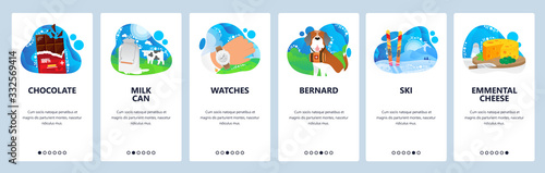 Switzerland website and mobile app onboarding screens vector template