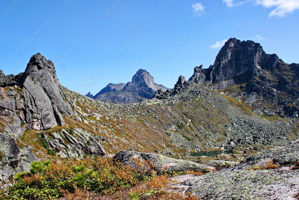 beautiful summer landscape of the Western Sayan mountains Ergaki on a cloudy day beautiful summer landscape of the Western Sayan mountains Ergaki on a cloudy day