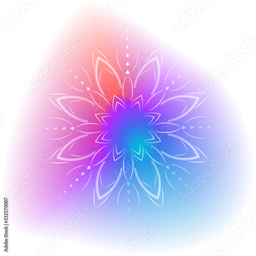 Mandala on gradient background. Round Ornament Pattern. Indian. Arabic, Islam ornament, Buddhism culture symbol