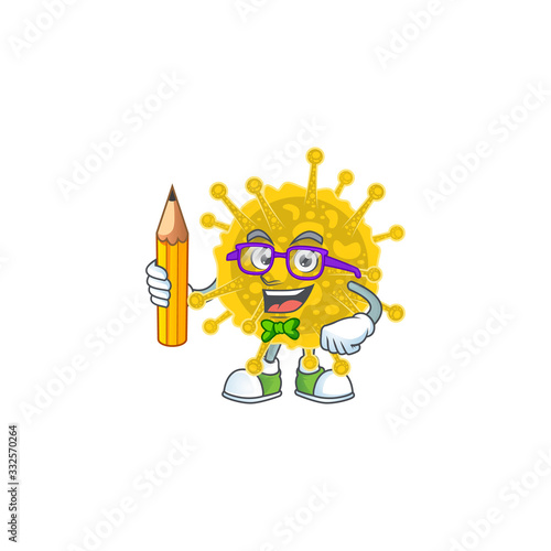 Coronavirus pandemic clever student character using a pencil © kongvector