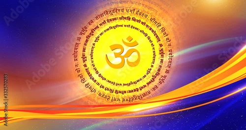 Aum Hinduism background is perfect for any type of news or information presentation. The background features a stylish and clean layout with subtle movements and animations. photo