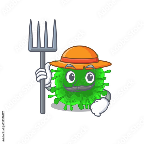 Minunacovirus in Farmer cartoon character with hat and pitchfork