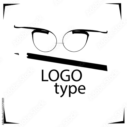 vector silhouette glasses pencil logo
