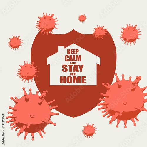Stay home message. Staying at home with self quarantine to help slow outbreak and protect virus spread.
