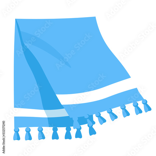 Towel for kitchen or clean cotton with tassels, isolated icon