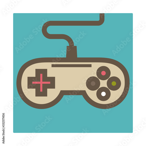 Joystick isolated icon, gamepad or game controller with wire