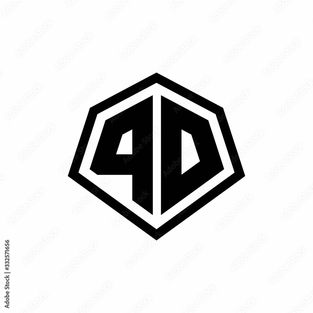 PD monogram logo with hexagon shape and line rounded style design template PD monogram logo with hexagon shape and line rounded style design template