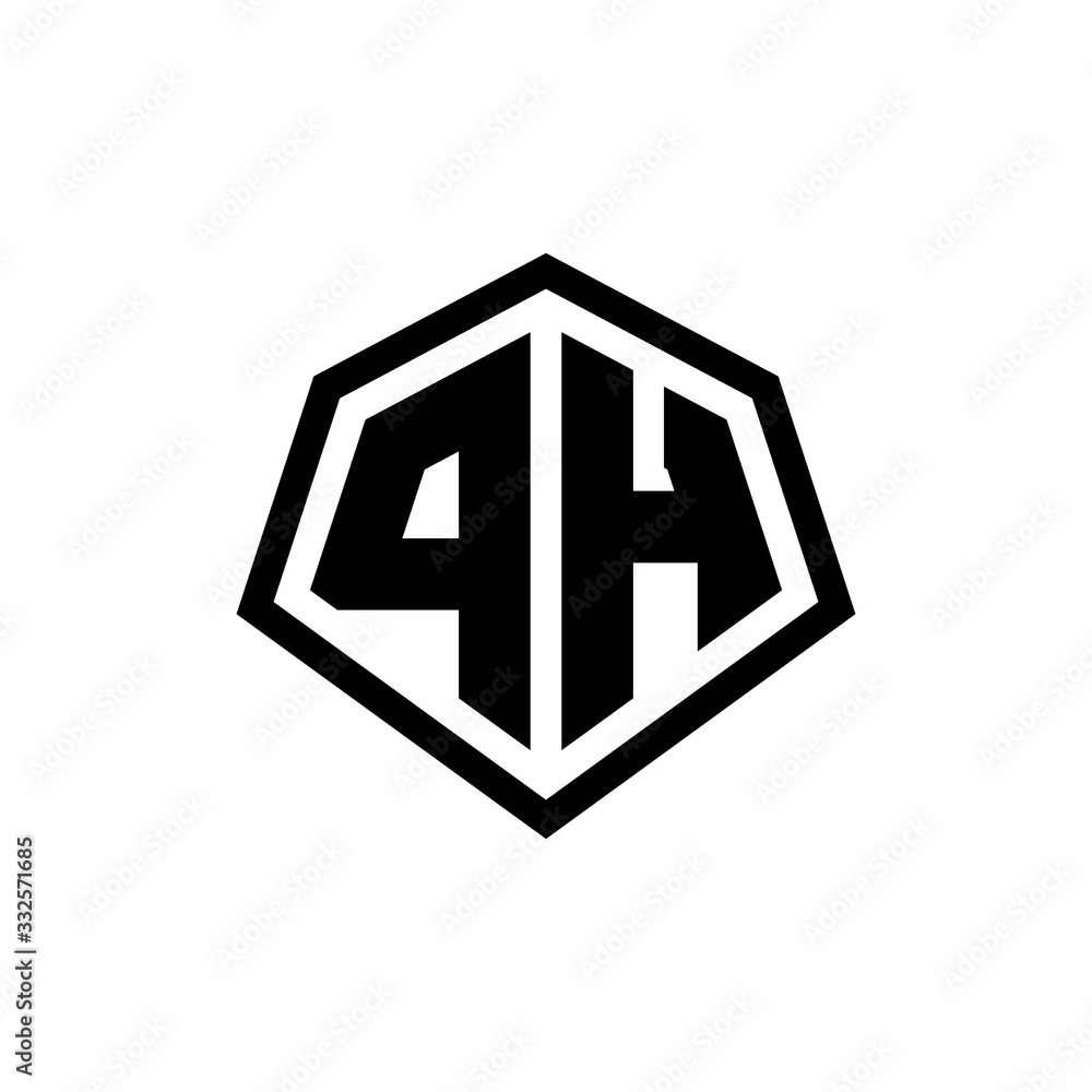 PH monogram logo with hexagon shape and line rounded style design template PH monogram logo with hexagon shape and line rounded style design template