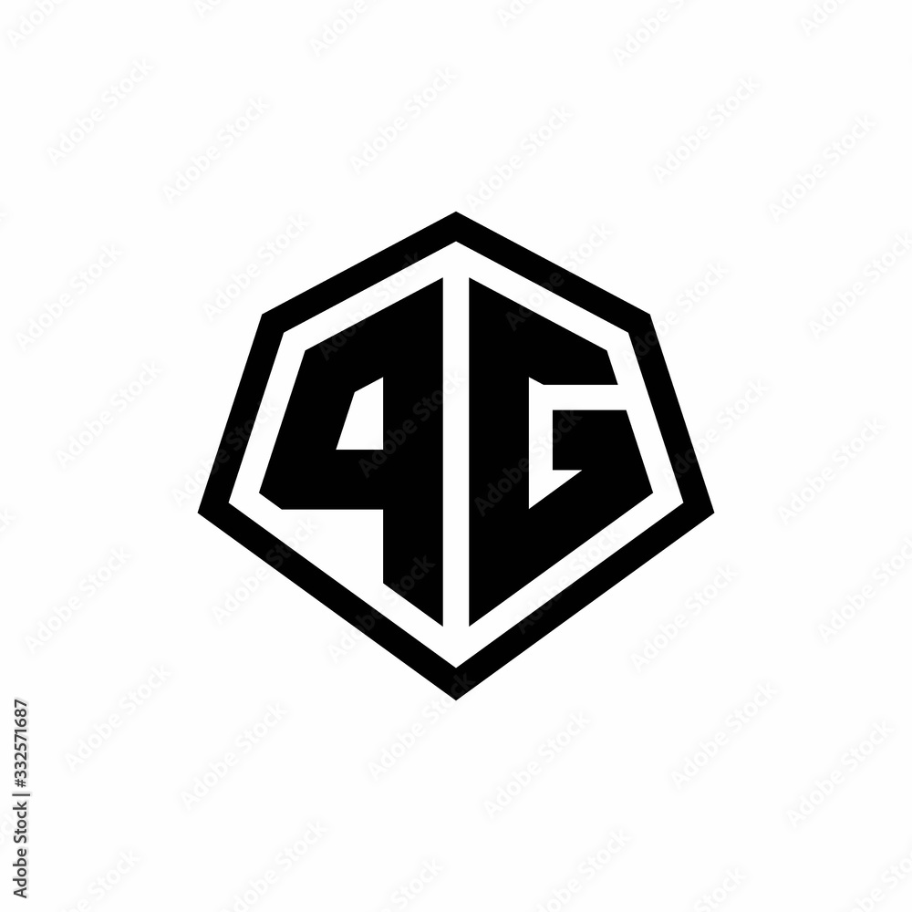 PG monogram logo with hexagon shape and line rounded style design template PG monogram logo with hexagon shape and line rounded style design template