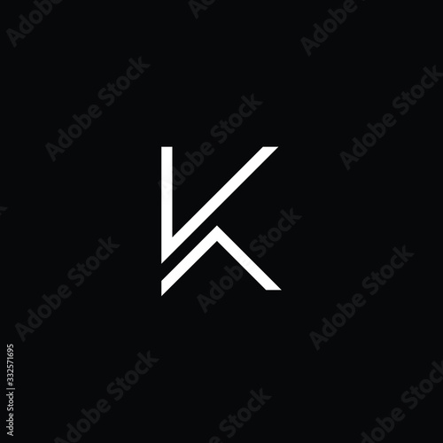 Minimal elegant monogram art logo. Outstanding professional trendy awesome artistic K KV VK initial based Alphabet icon logo. Premium Business logo White color on black background