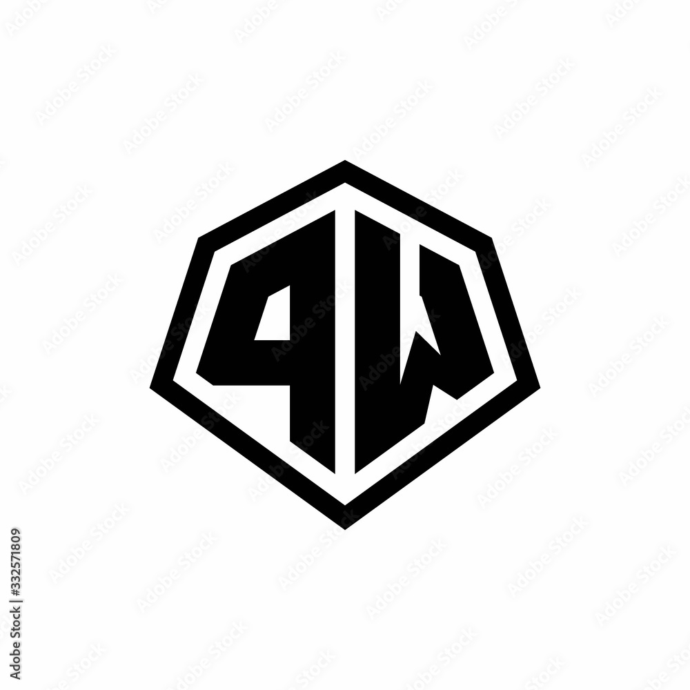 PW monogram logo with hexagon shape and line rounded style design template PW monogram logo with hexagon shape and line rounded style design template