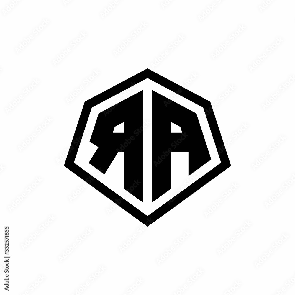 RA monogram logo with hexagon shape and line rounded style design template RA monogram logo with hexagon shape and line rounded style design template