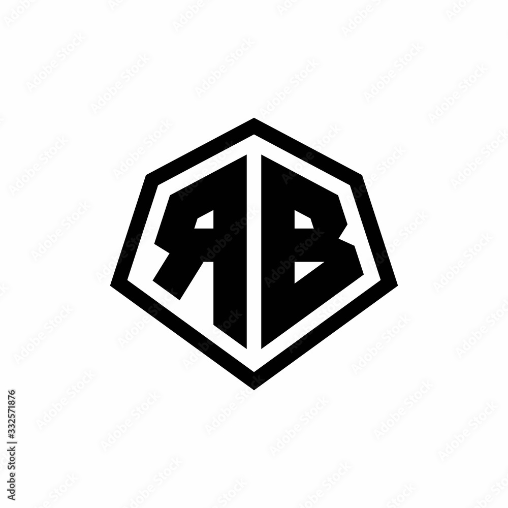 RB monogram logo with hexagon shape and line rounded style design template RB monogram logo with hexagon shape and line rounded style design template