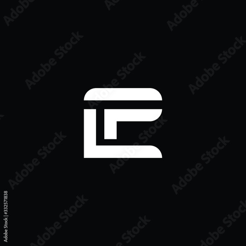 Minimal elegant monogram art logo. Outstanding professional trendy awesome artistic CP PC LP PL initial based Alphabet icon logo. Premium Business logo White color on black background