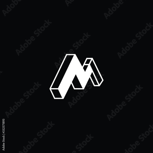 Minimal elegant monogram art logo. Outstanding professional trendy awesome artistic M MN NM initial based Alphabet icon logo. Premium Business logo White color on black background
