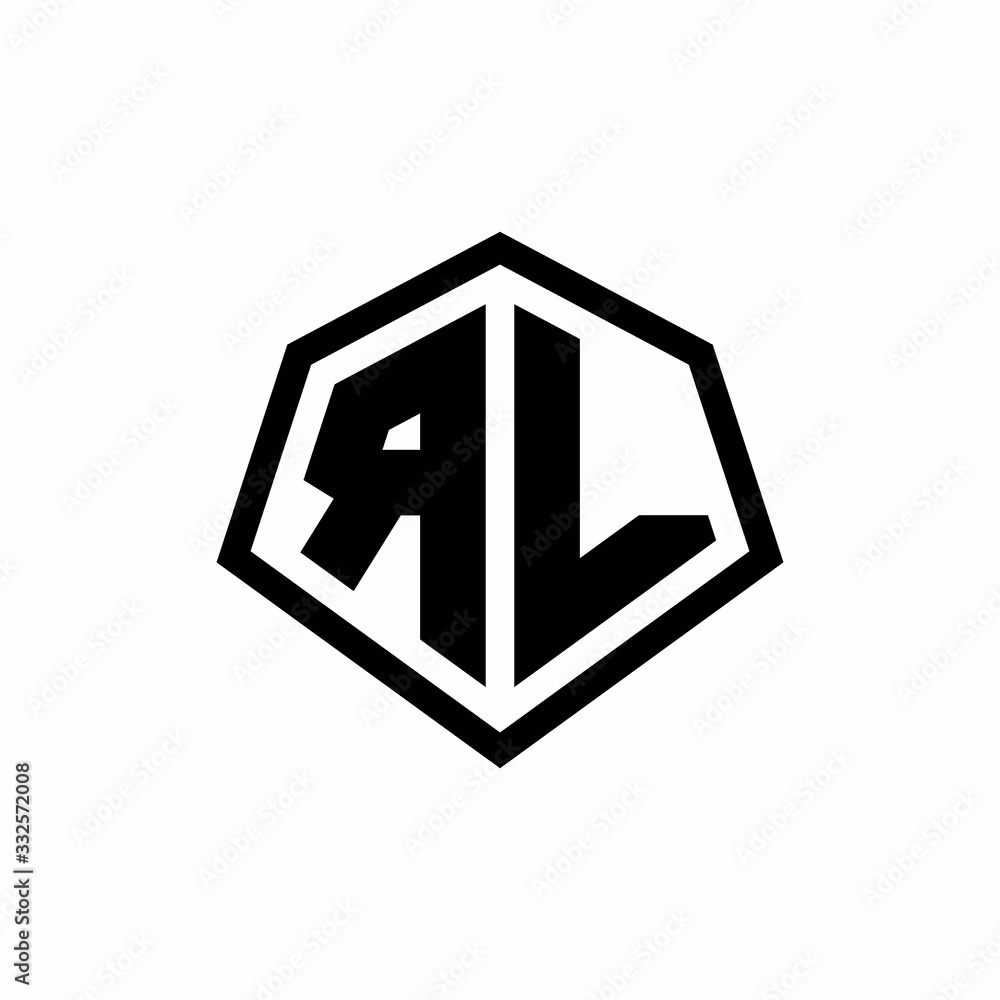 RL monogram logo with hexagon shape and line rounded style design template RL monogram logo with hexagon shape and line rounded style design template