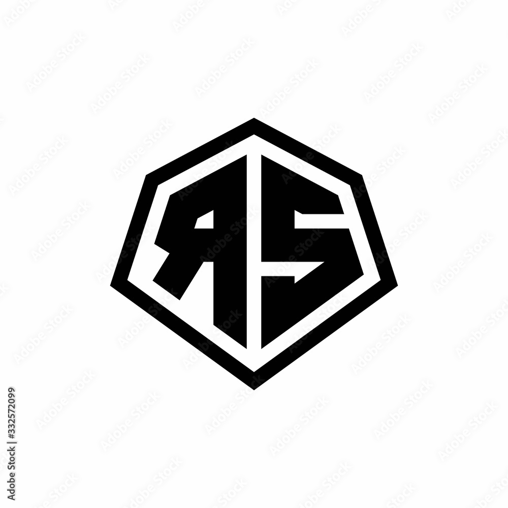 RS monogram logo with hexagon shape and line rounded style design template RS monogram logo with hexagon shape and line rounded style design template