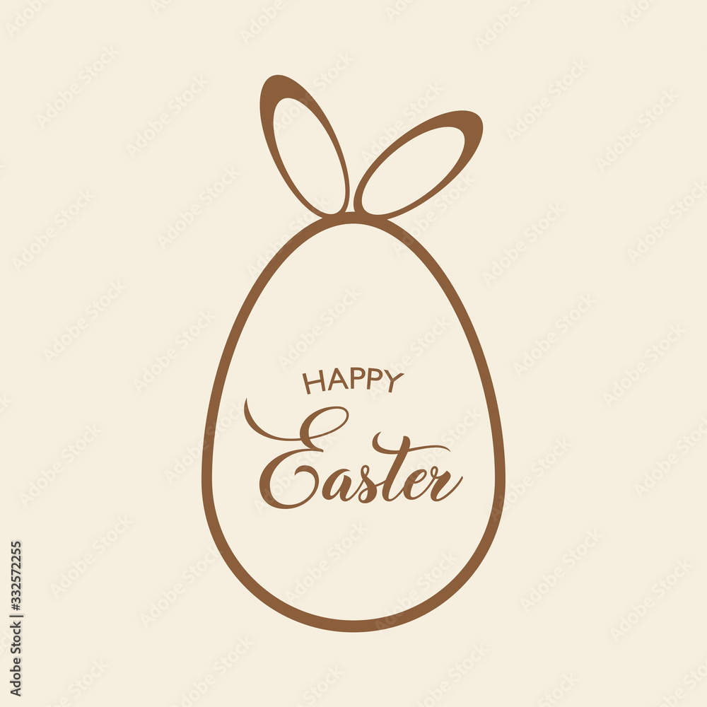 Obraz premium Happy Easter card with brown egg. Vector illustration.