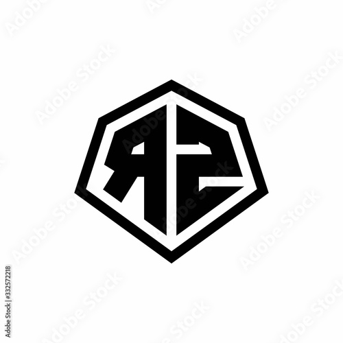 Free Download RZ monogram logo with hexagon shape and line rounded style design template - GFXLoad