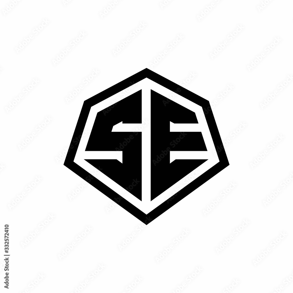 SE monogram logo with hexagon shape and line rounded style design template SE monogram logo with hexagon shape and line rounded style design template