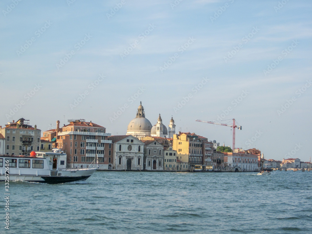 A panoramic shot of exteriors of Piazza San Marco with The Santa Maria della Salute