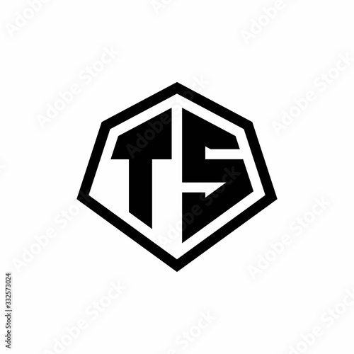 Free Download TS monogram logo with hexagon shape and line rounded style design template - GFXLoad