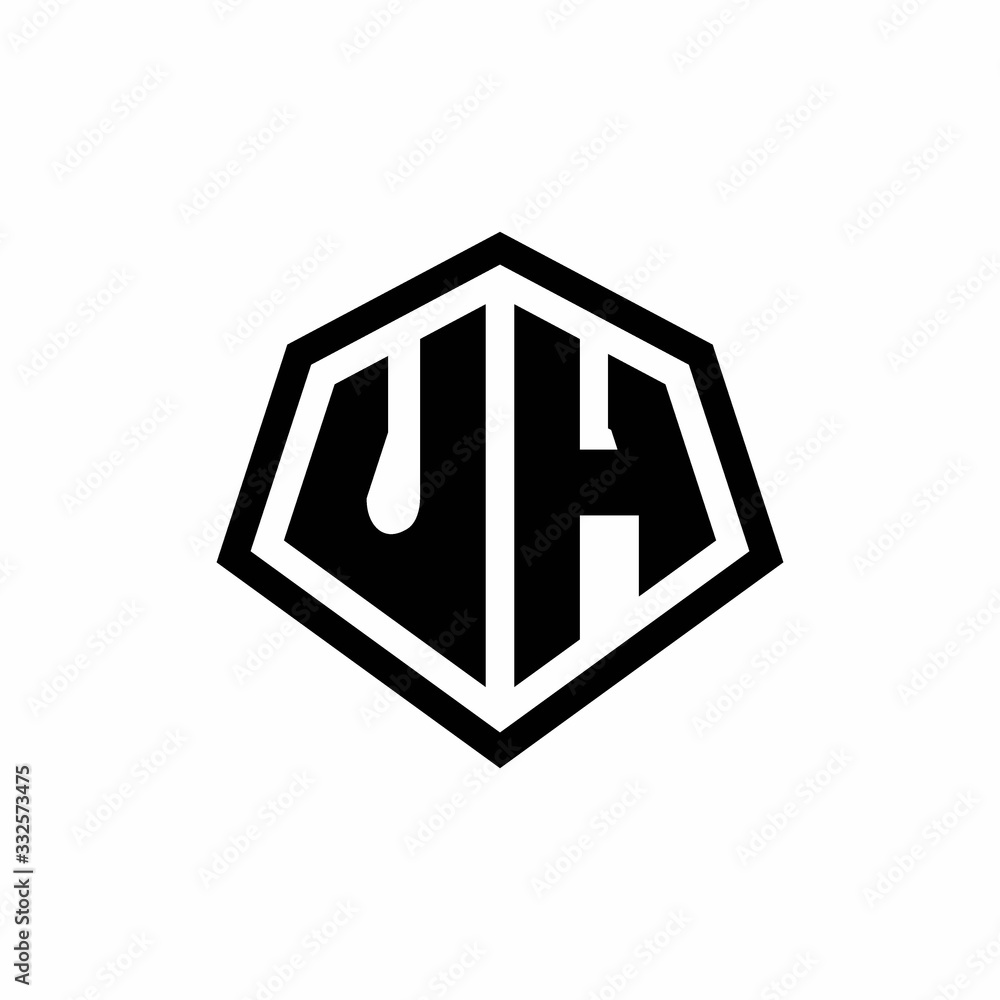 UH monogram logo with hexagon shape and line rounded style design template UH monogram logo with hexagon shape and line rounded style design template