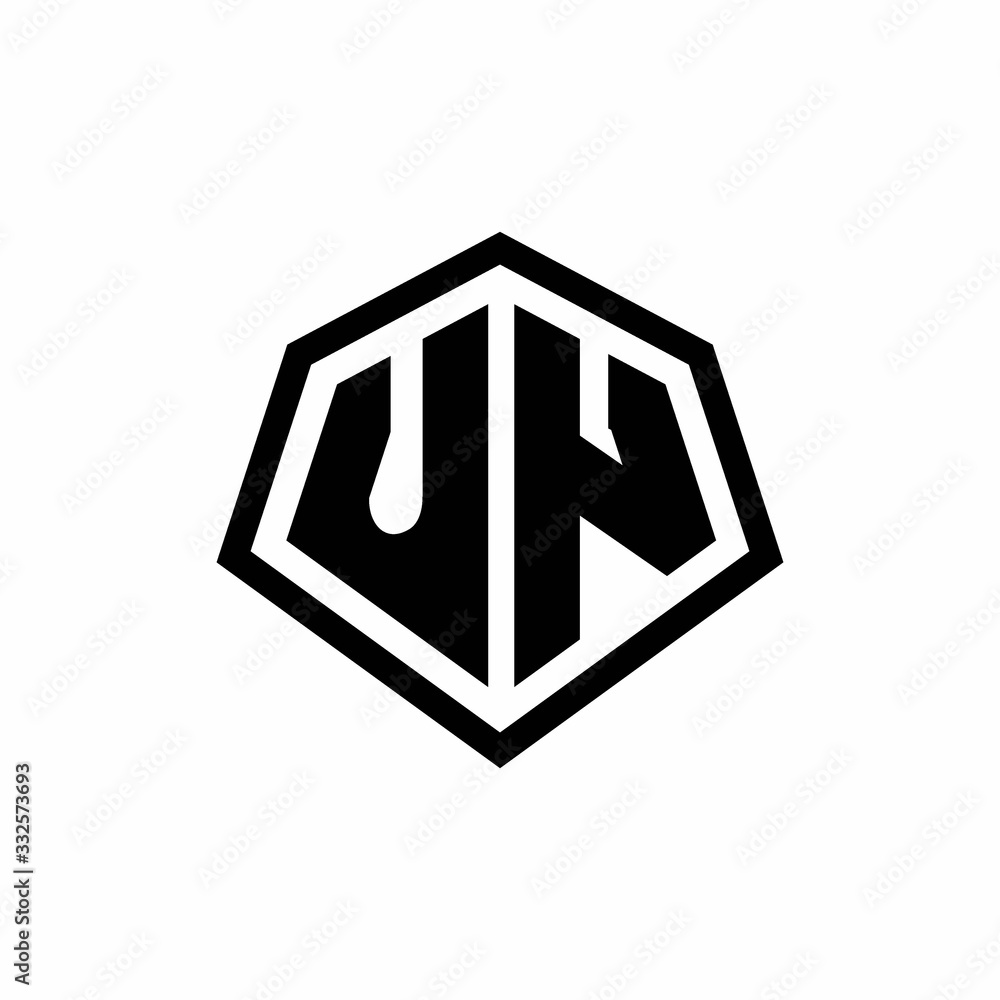 UN monogram logo with hexagon shape and line rounded style design template UN monogram logo with hexagon shape and line rounded style design template