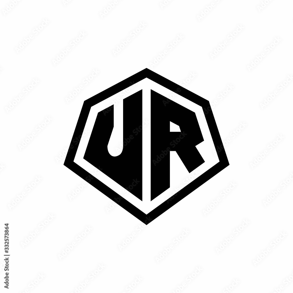 UR monogram logo with hexagon shape and line rounded style design template UR monogram logo with hexagon shape and line rounded style design template