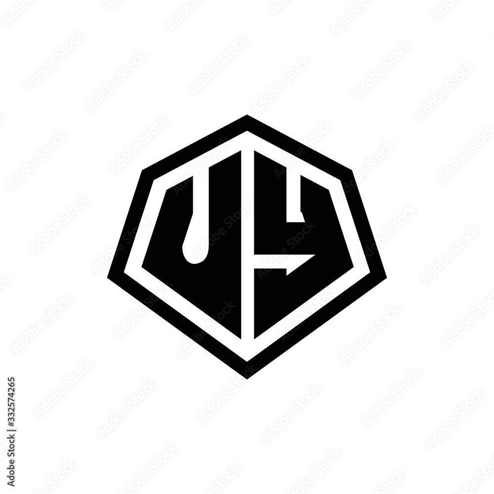 UY monogram logo with hexagon shape and line rounded style design template UY monogram logo with hexagon shape and line rounded style design template