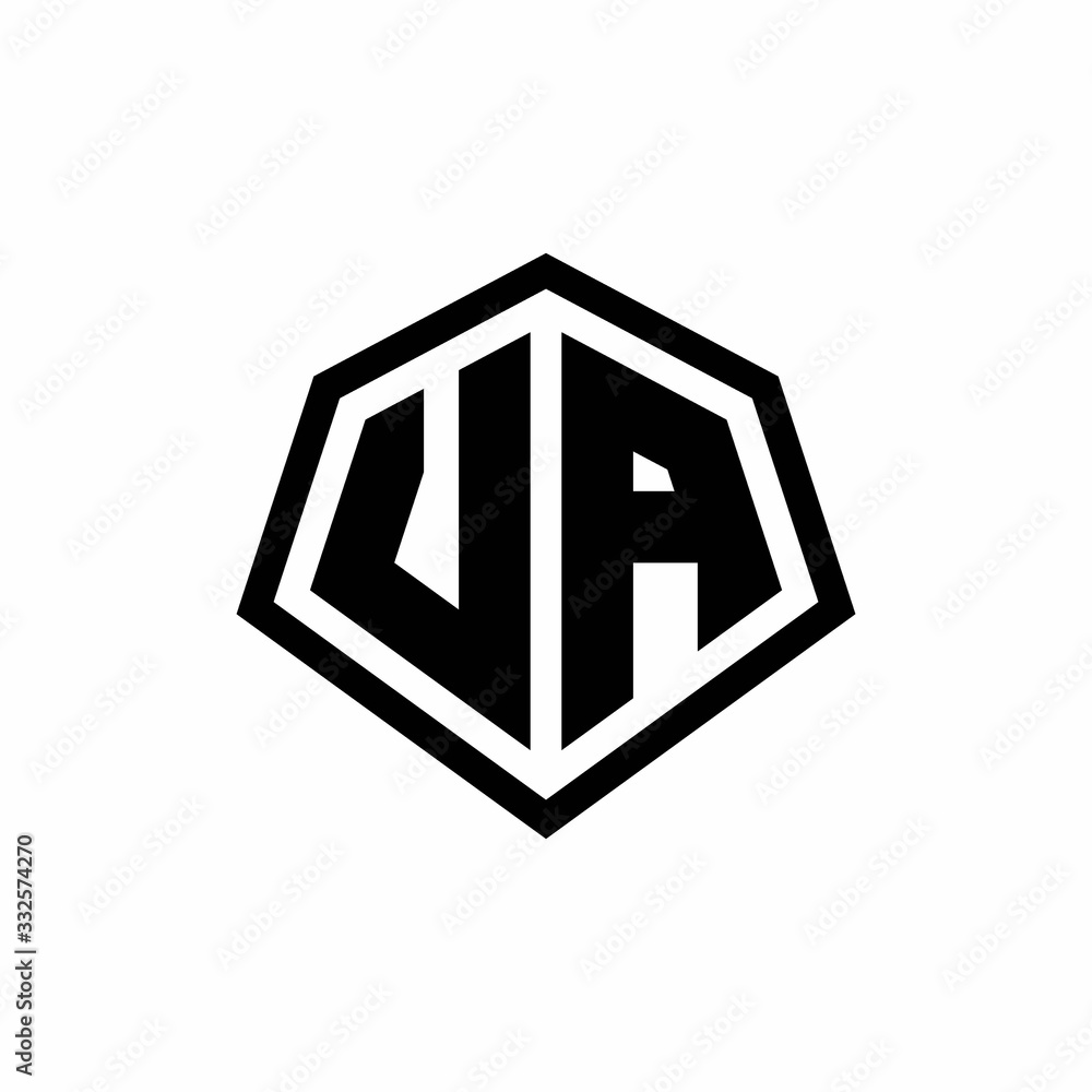 VA monogram logo with hexagon shape and line rounded style design template VA monogram logo with hexagon shape and line rounded style design template