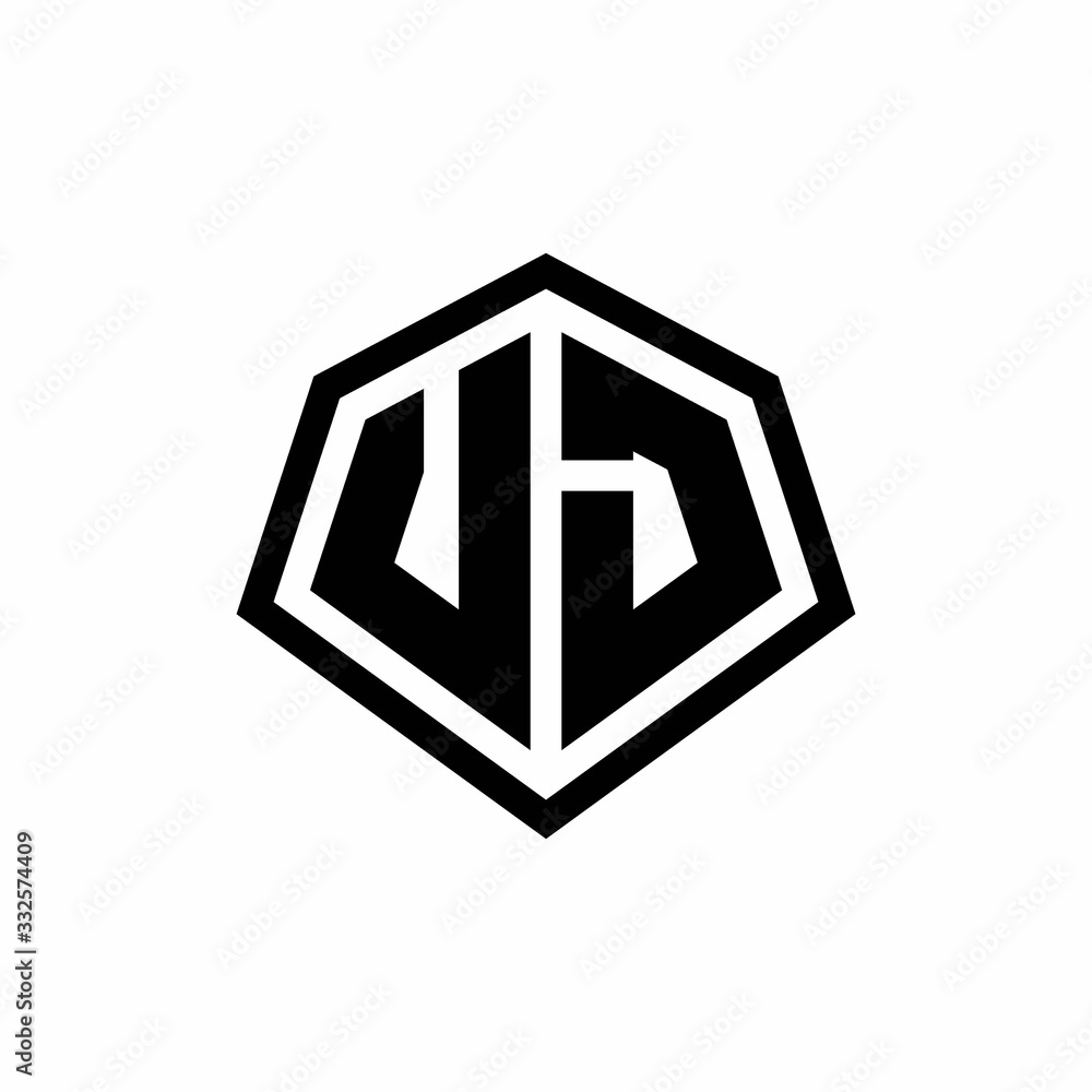 VJ monogram logo with hexagon shape and line rounded style design template VJ monogram logo with hexagon shape and line rounded style design template