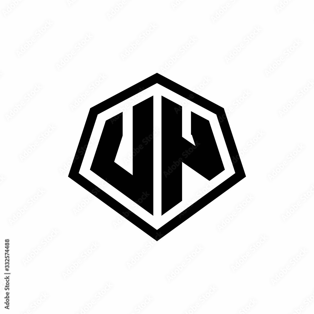 VN monogram logo with hexagon shape and line rounded style design template VN monogram logo with hexagon shape and line rounded style design template
