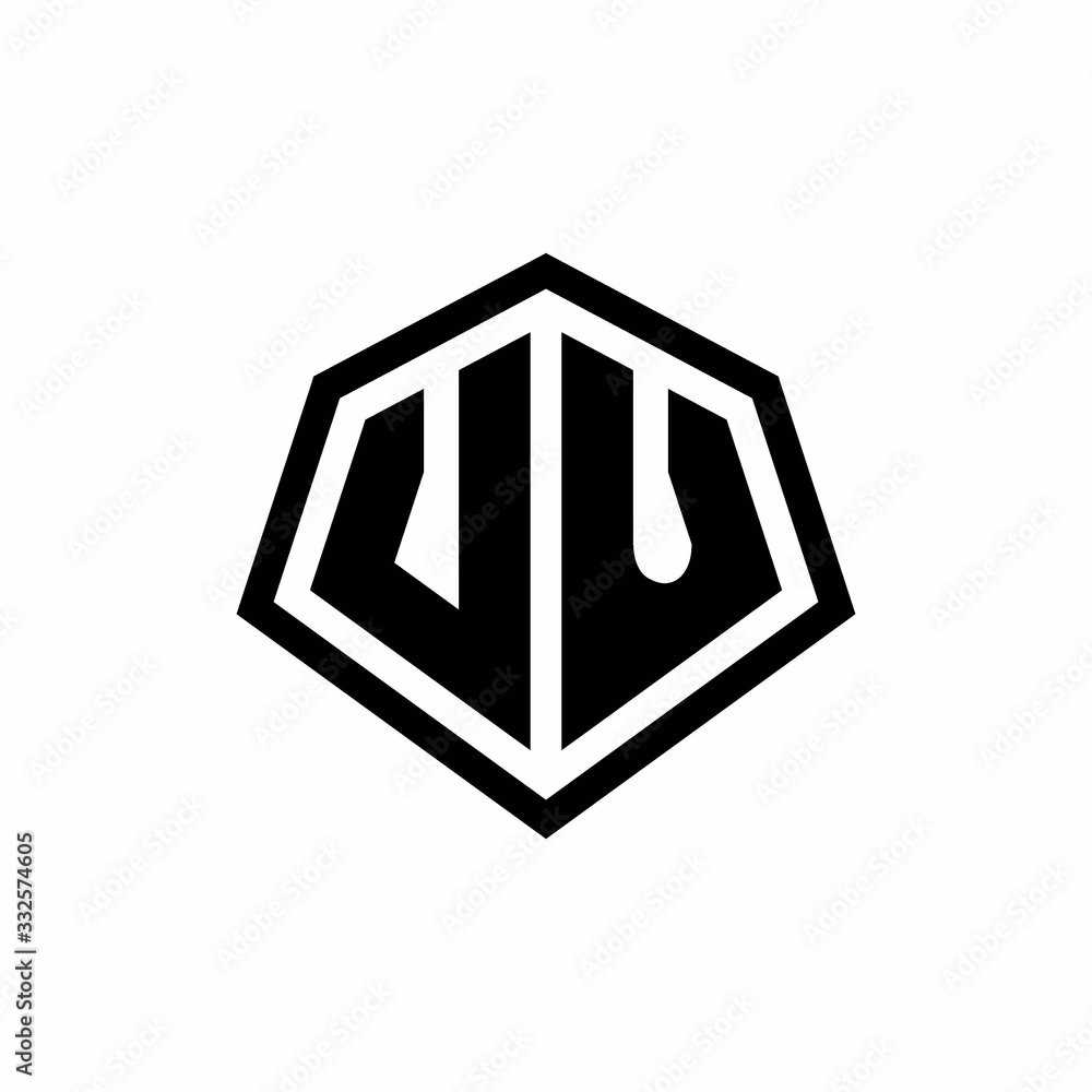 VU monogram logo with hexagon shape and line rounded style design template VU monogram logo with hexagon shape and line rounded style design template