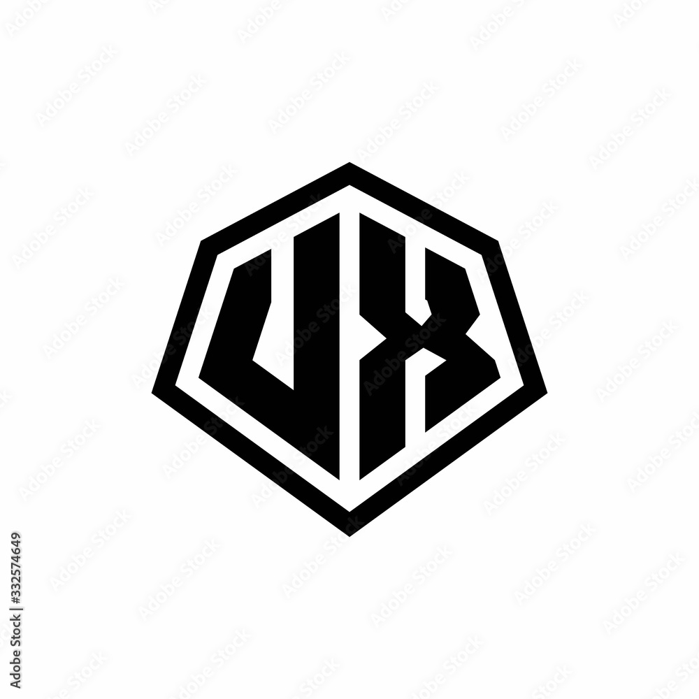 VX monogram logo with hexagon shape and line rounded style design template VX monogram logo with hexagon shape and line rounded style design template