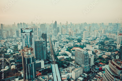 Bangkok Aerial view  above Sukhumvit and Thonglor district in Thailand